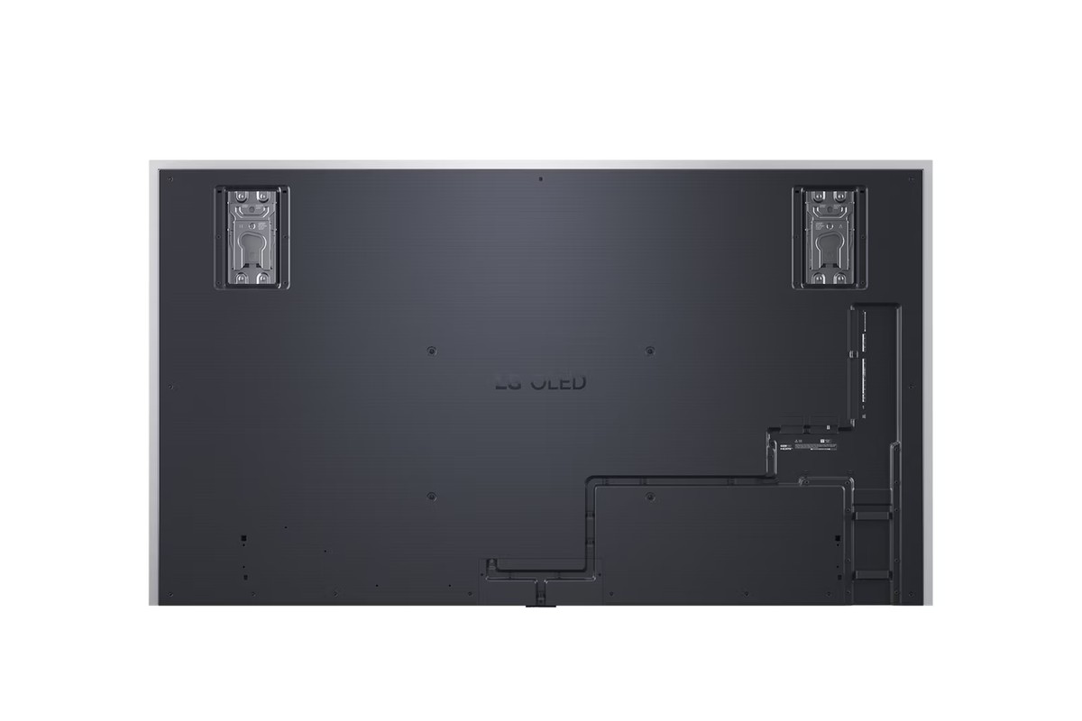 Back panel of the LG OLED97G57LW television and its connectors