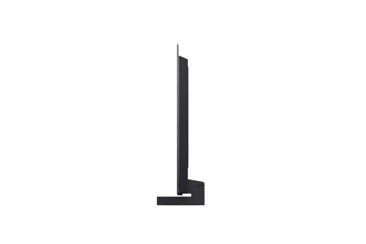 Televisore LG OLED42C57LA visto di profilo, chassis sottile
