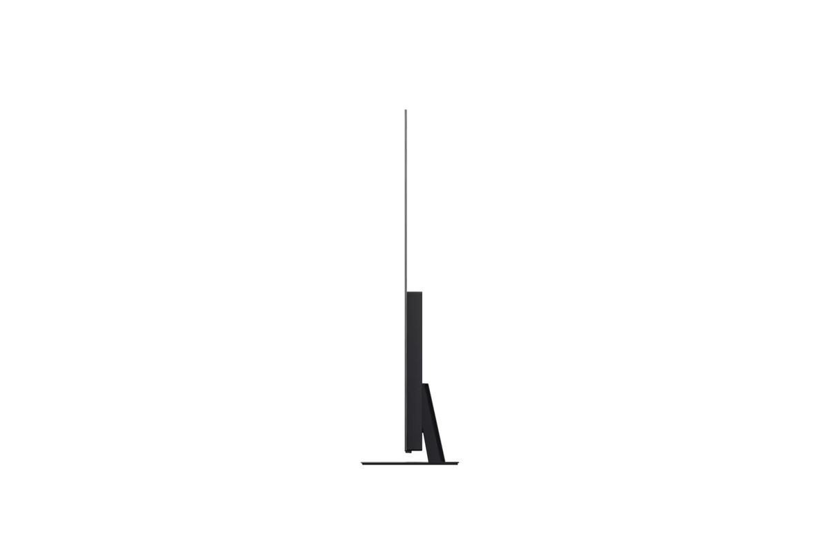 Televisore LG OLED83C57LA visto di profilo, chassis sottile