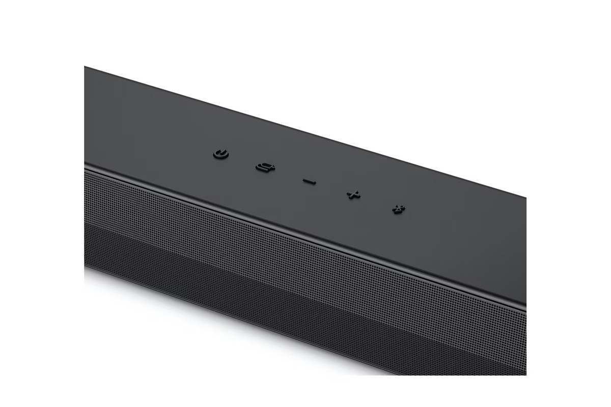 Close-up of the controls on top of the LG DS40T soundbar