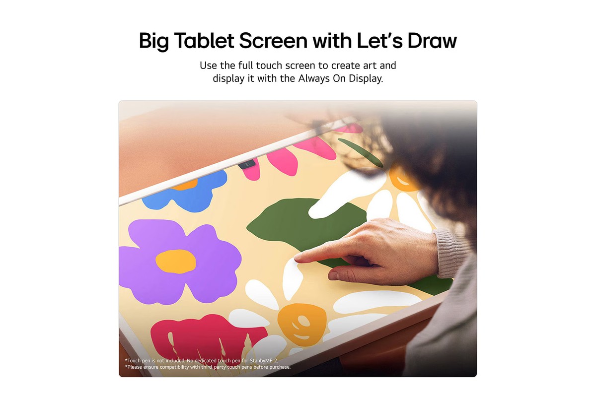 Détail de la dalle tactile 27 pouces QHD du LG StanbyME 2
