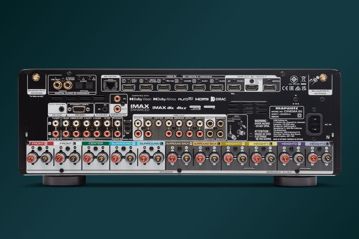 Panneau arrière du Marantz Cinema 50 et sa connectique