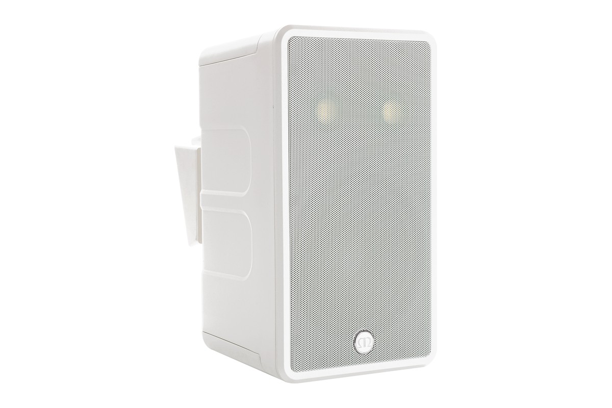 White speaker, three-quarter view