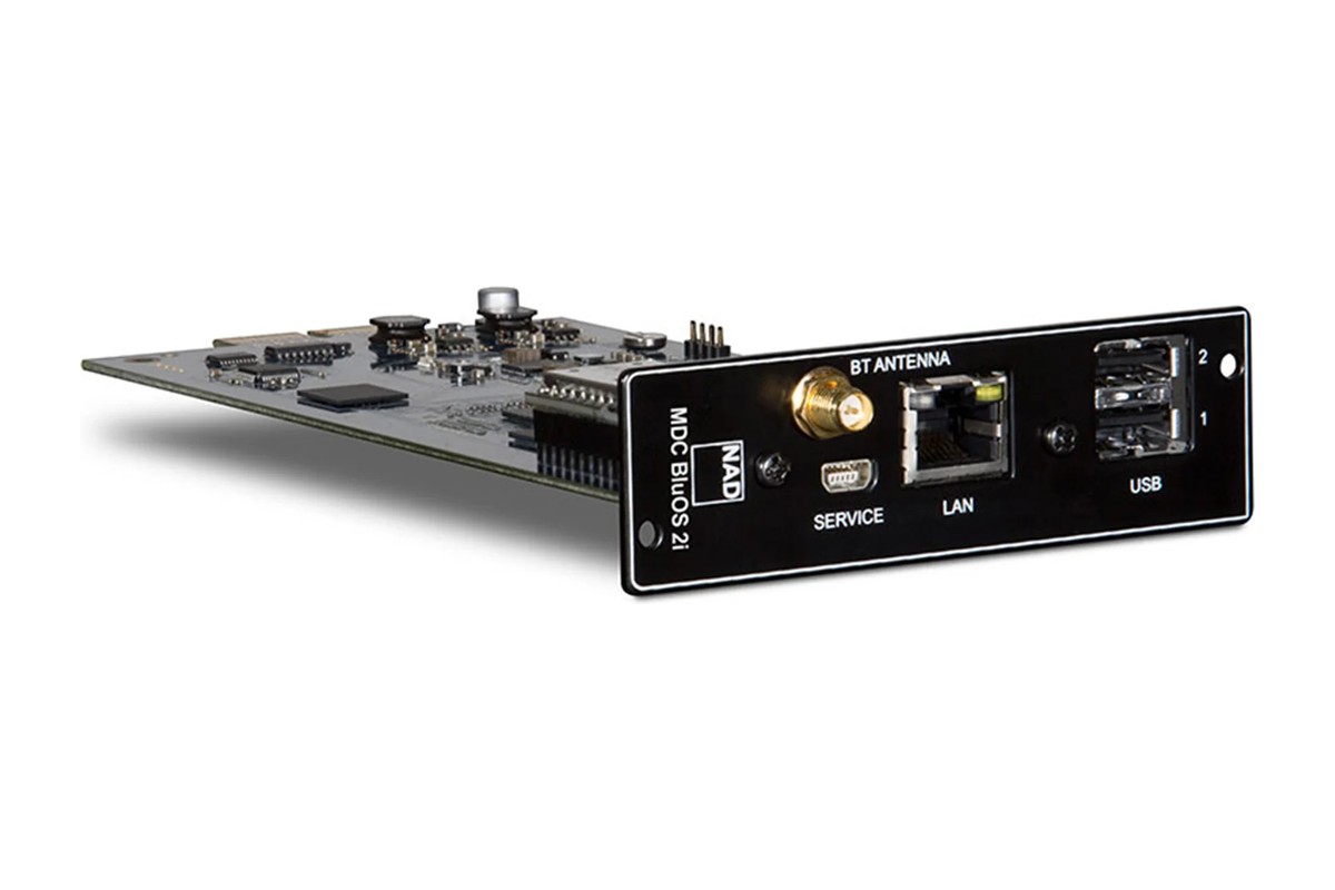 Modul MDC BluOS 2i mit LAN-, USB-, Service- und Bluetooth-Antennenanschluss