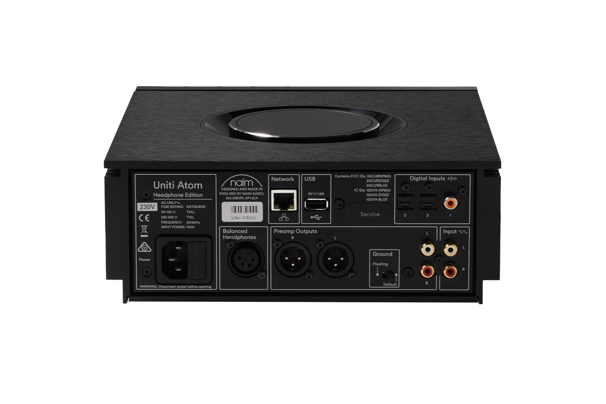 Rear panel with XLR outputs and digital inputs