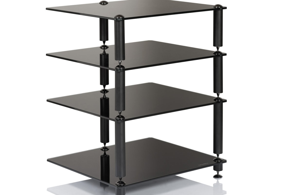Quatre tablettes en verre trempé laqué noir