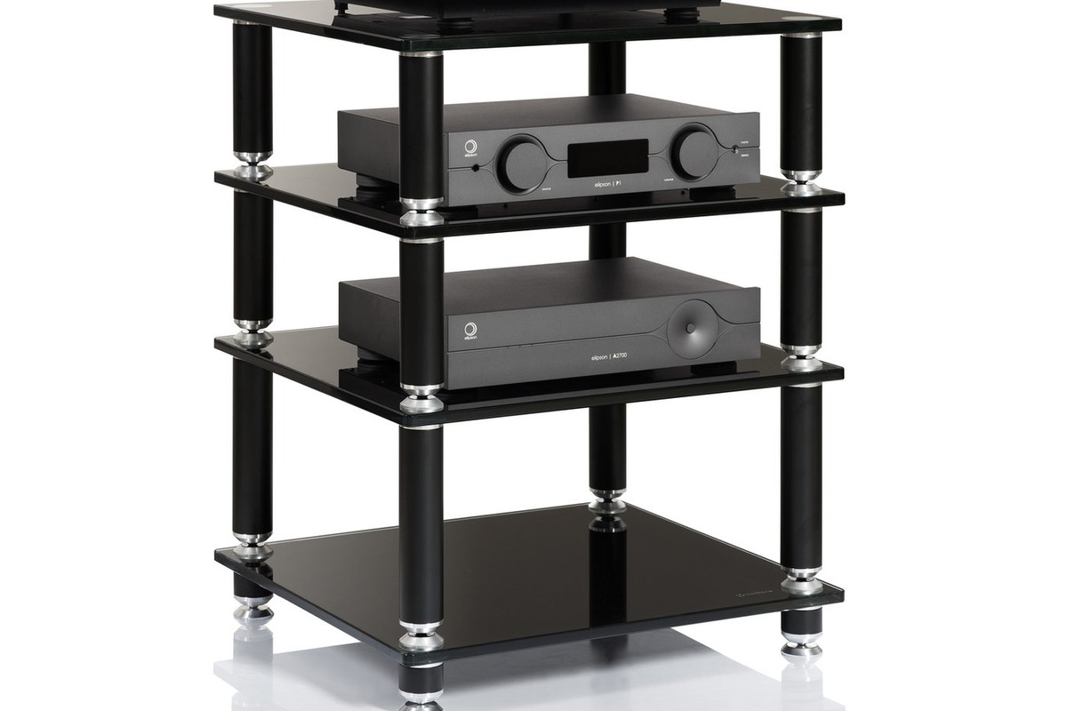 Meuble hi-fi Norstone Stäbbl à plateaux de verre noir