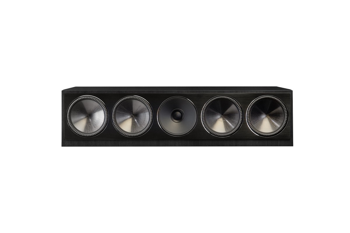 Enceinte centrale en noyer noir vue de face sans grille