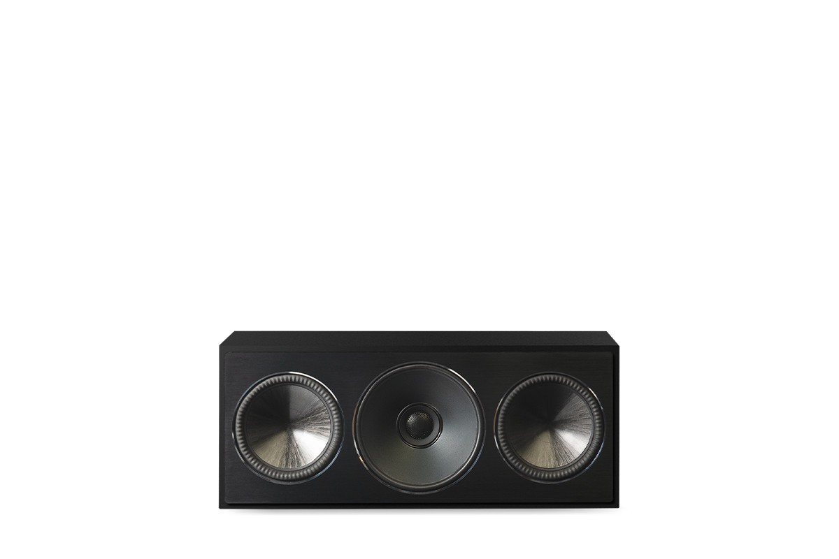 Enceinte centrale noire laquée vue de face sans grille
