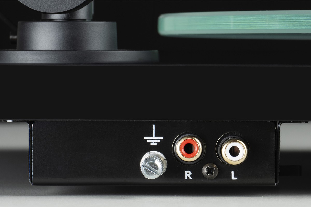 RCA outputs and ground terminal at the rear