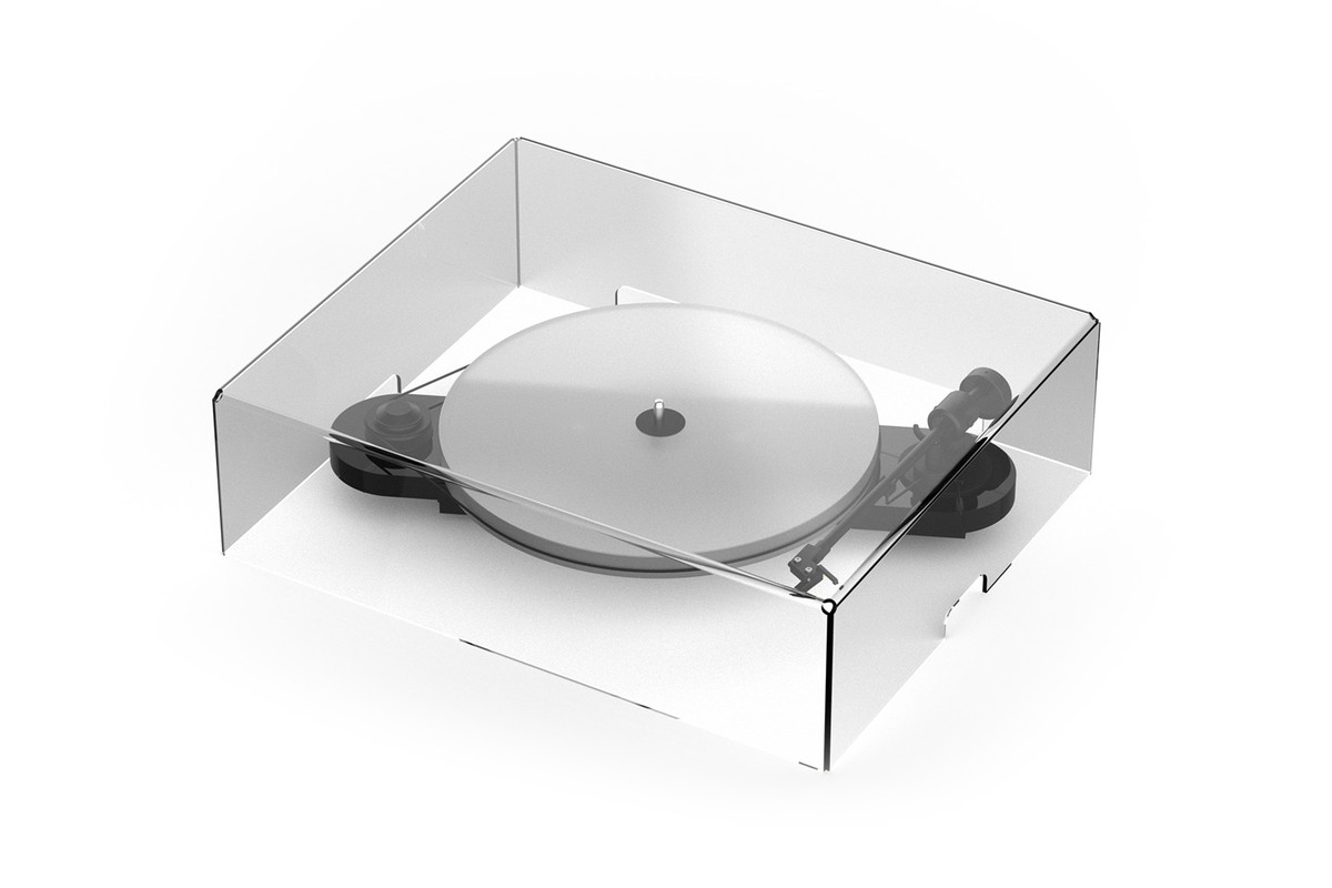 Clear cover placed over a turntable
