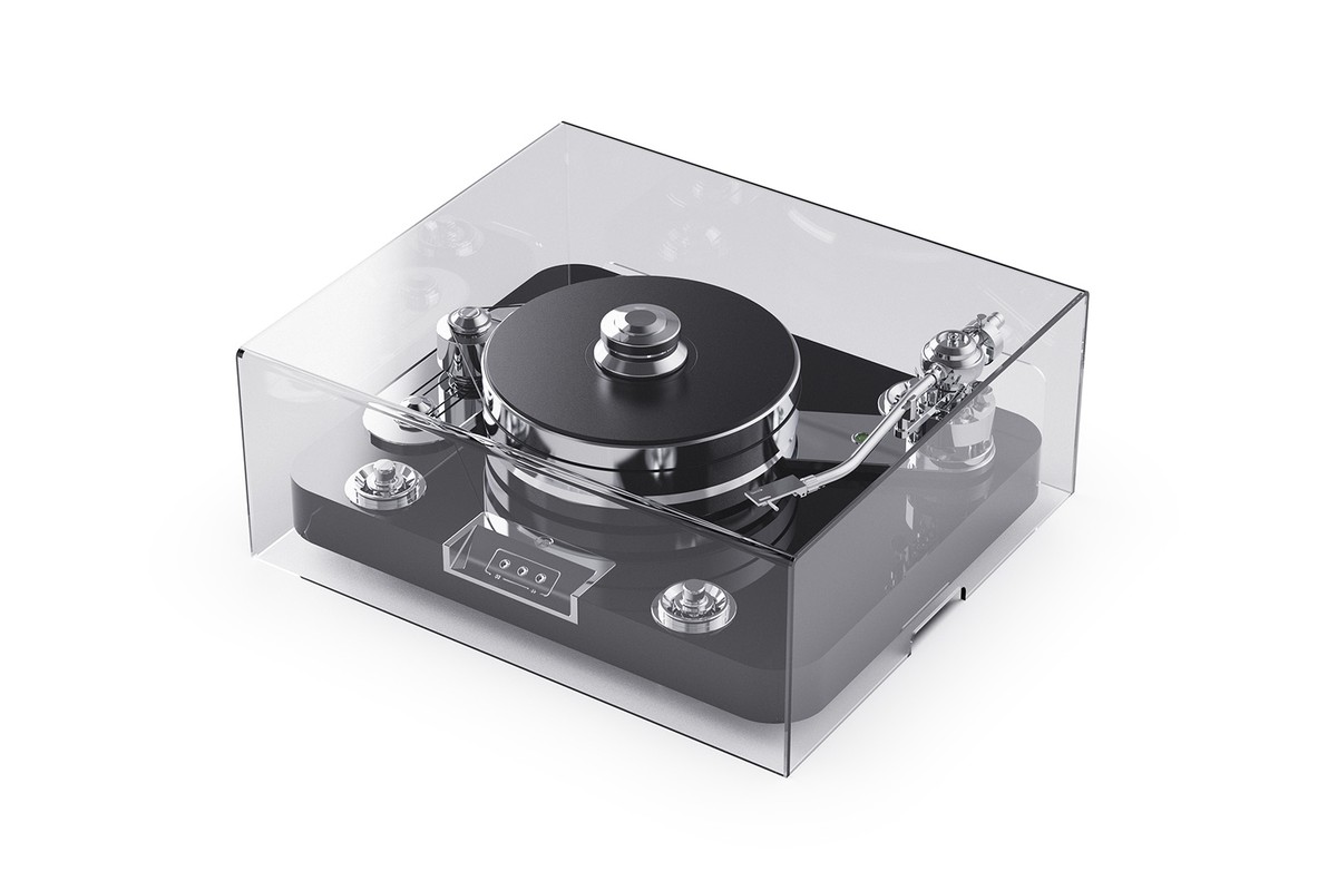 Clear cover placed over a turntable
