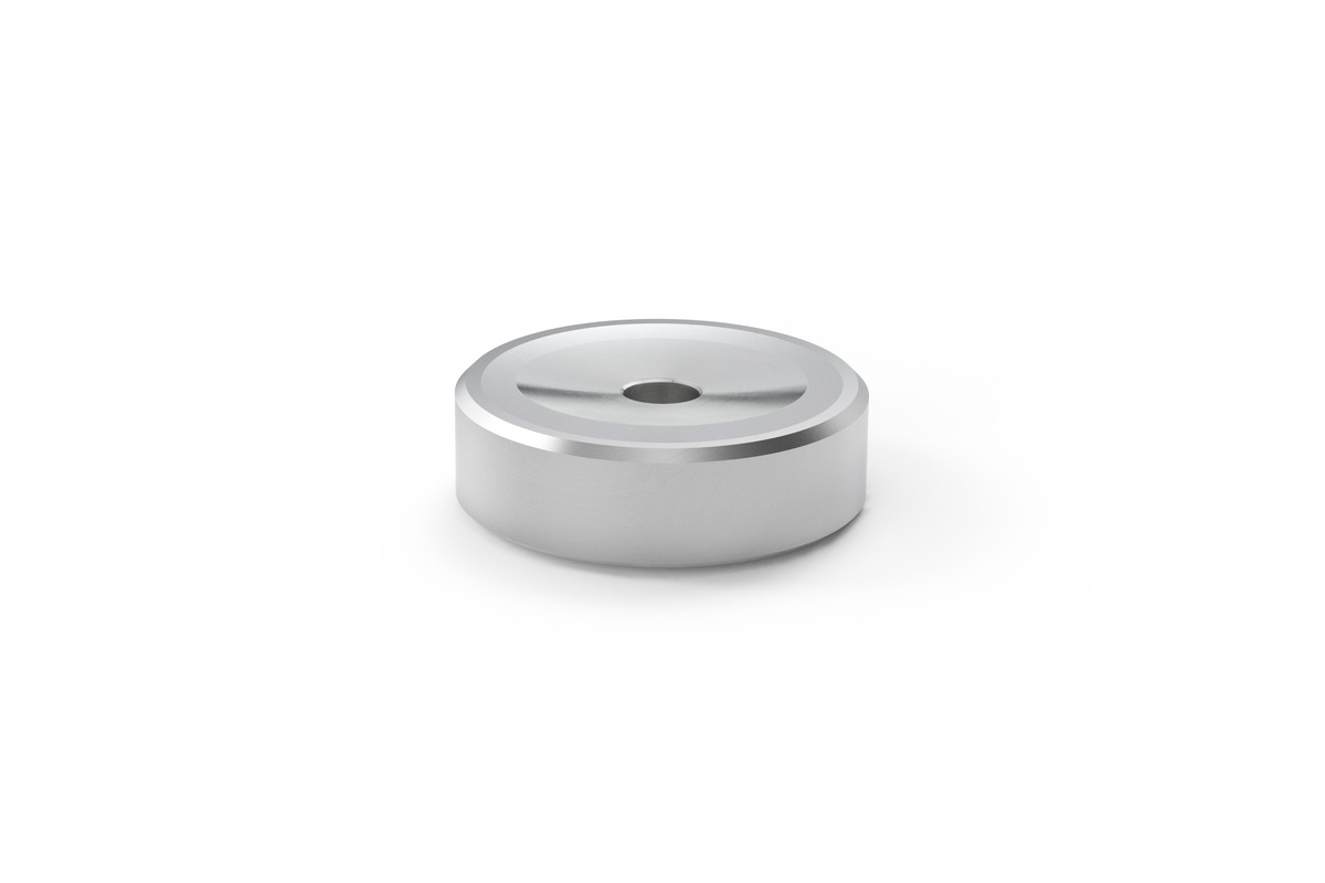 Silver aluminium adapter on a white background