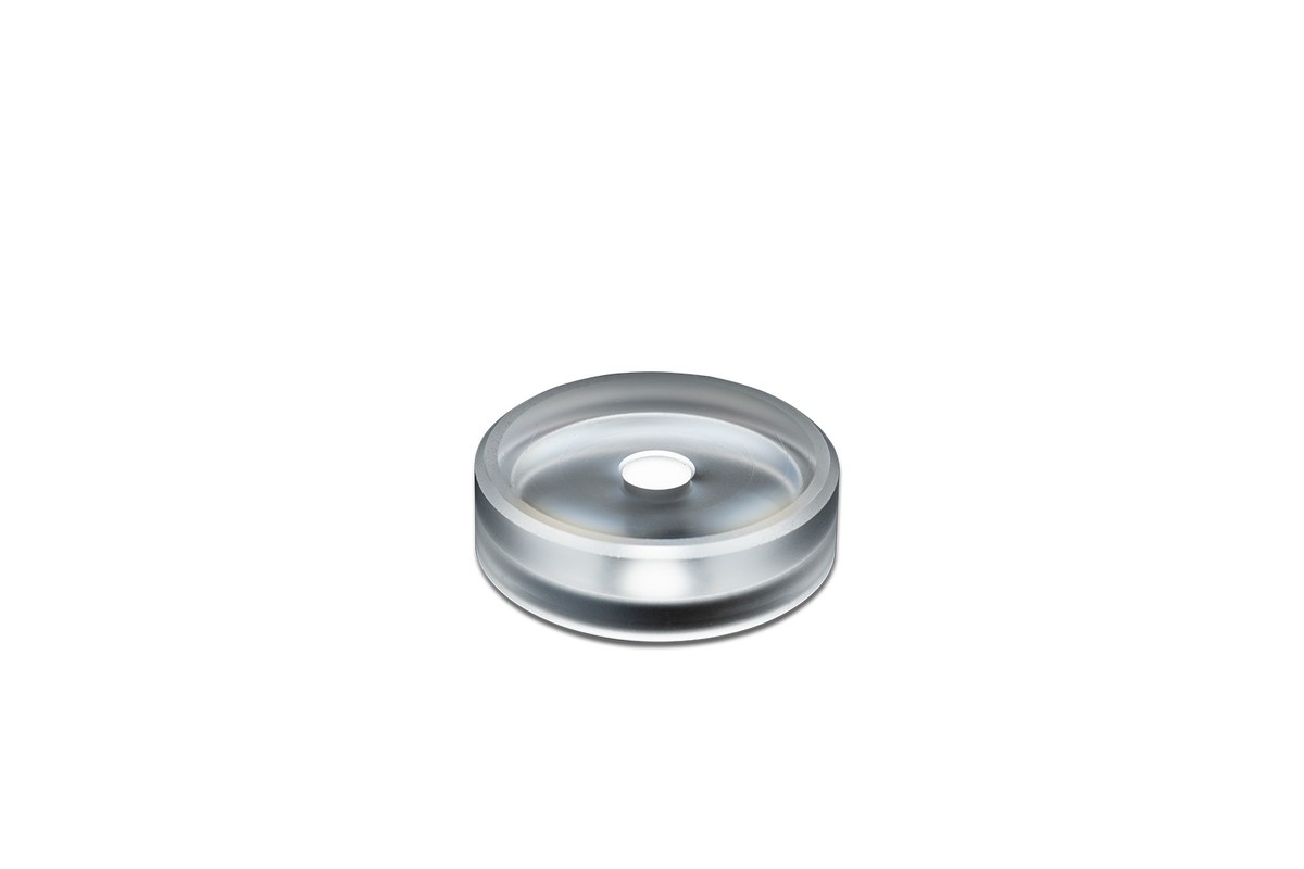 Clear acrylic adapter on a white background