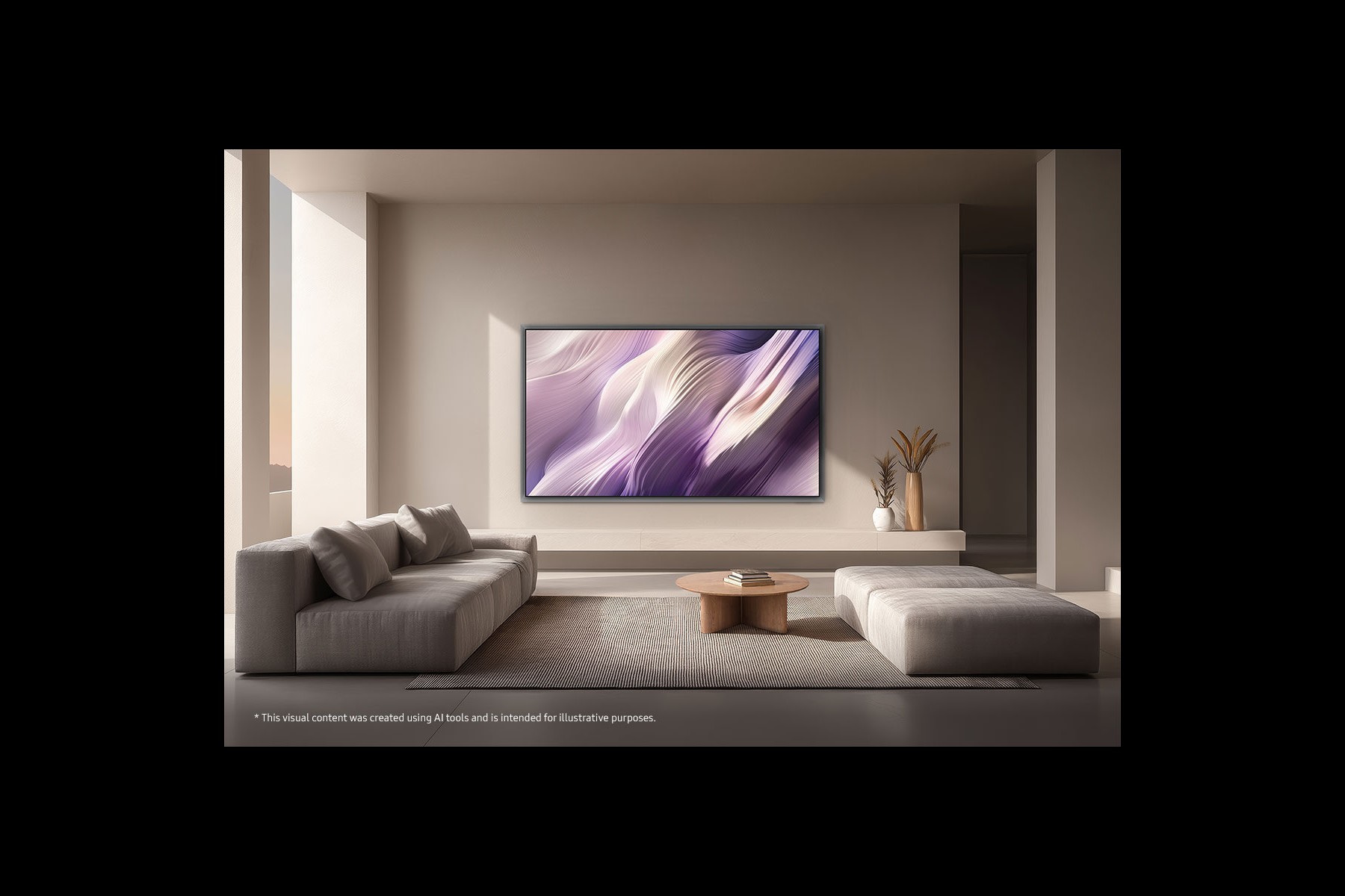 OLED-TV in einem eleganten Innenraum, deportierter Konnektivität