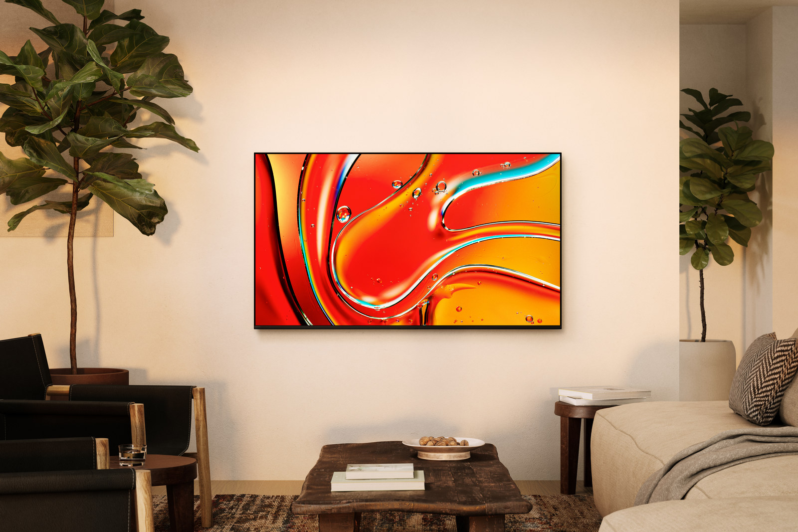 Téléviseur Sony BRAVIA 7 fixé au mur dans un intérieur épuré