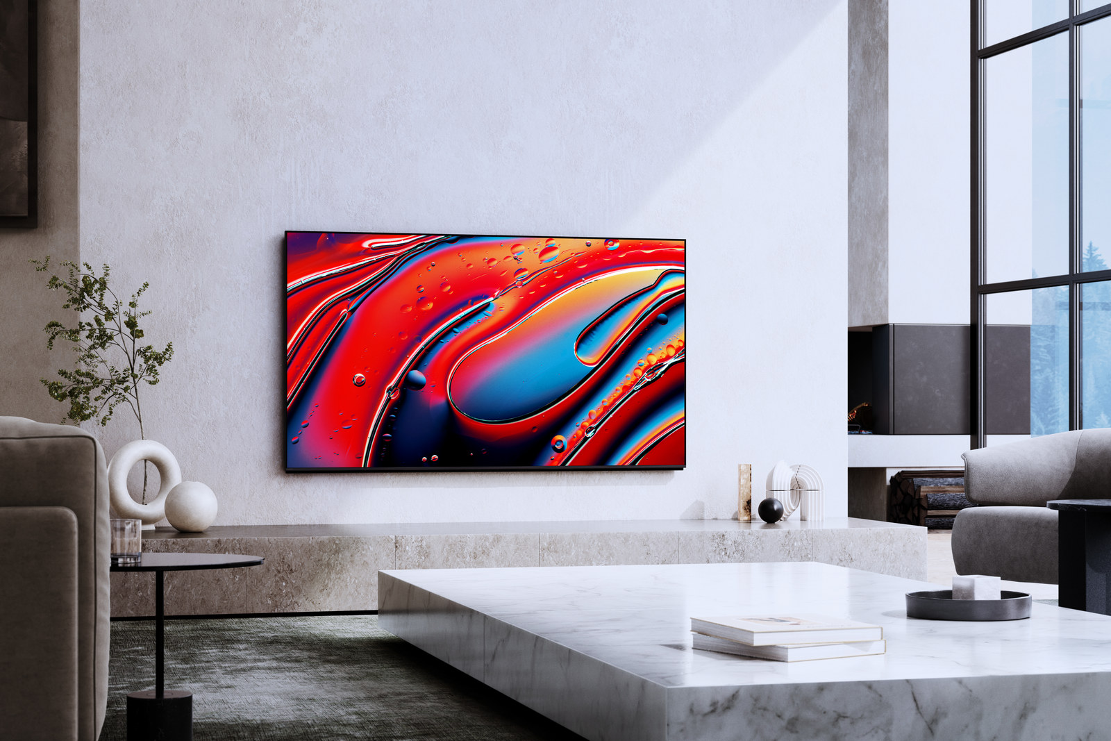 Sony BRAVIA 9 television wall-mounted in a pared-back interior