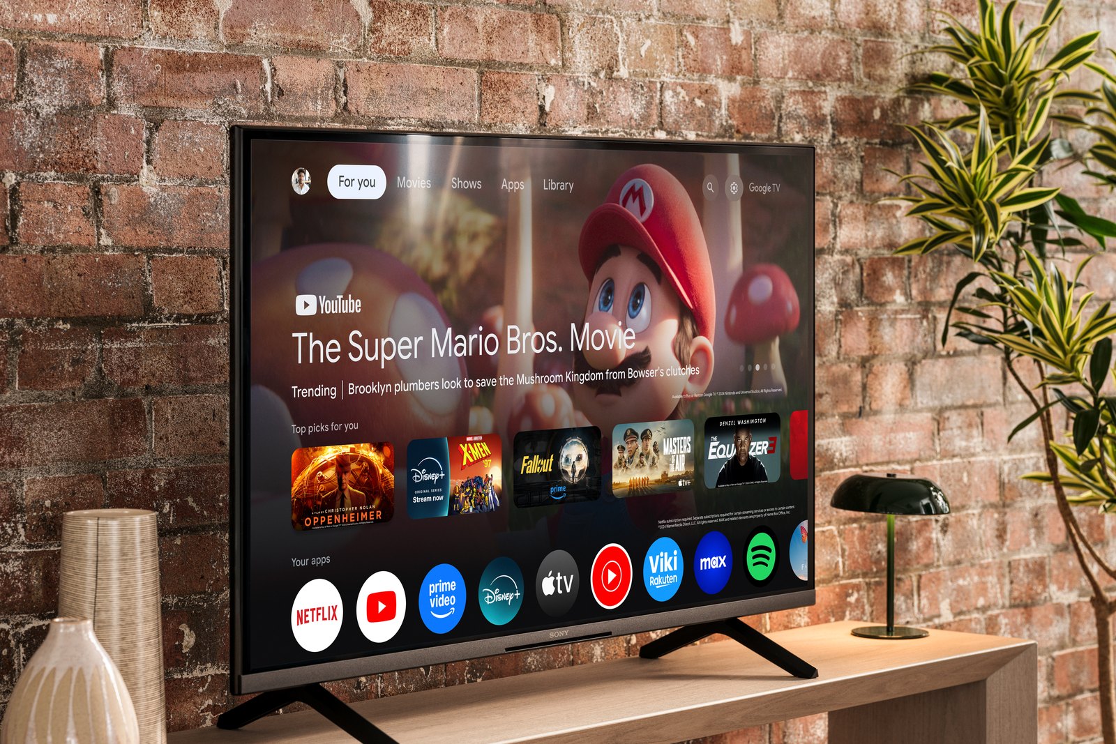 Jeu vidéo affiché via l'interface Google TV