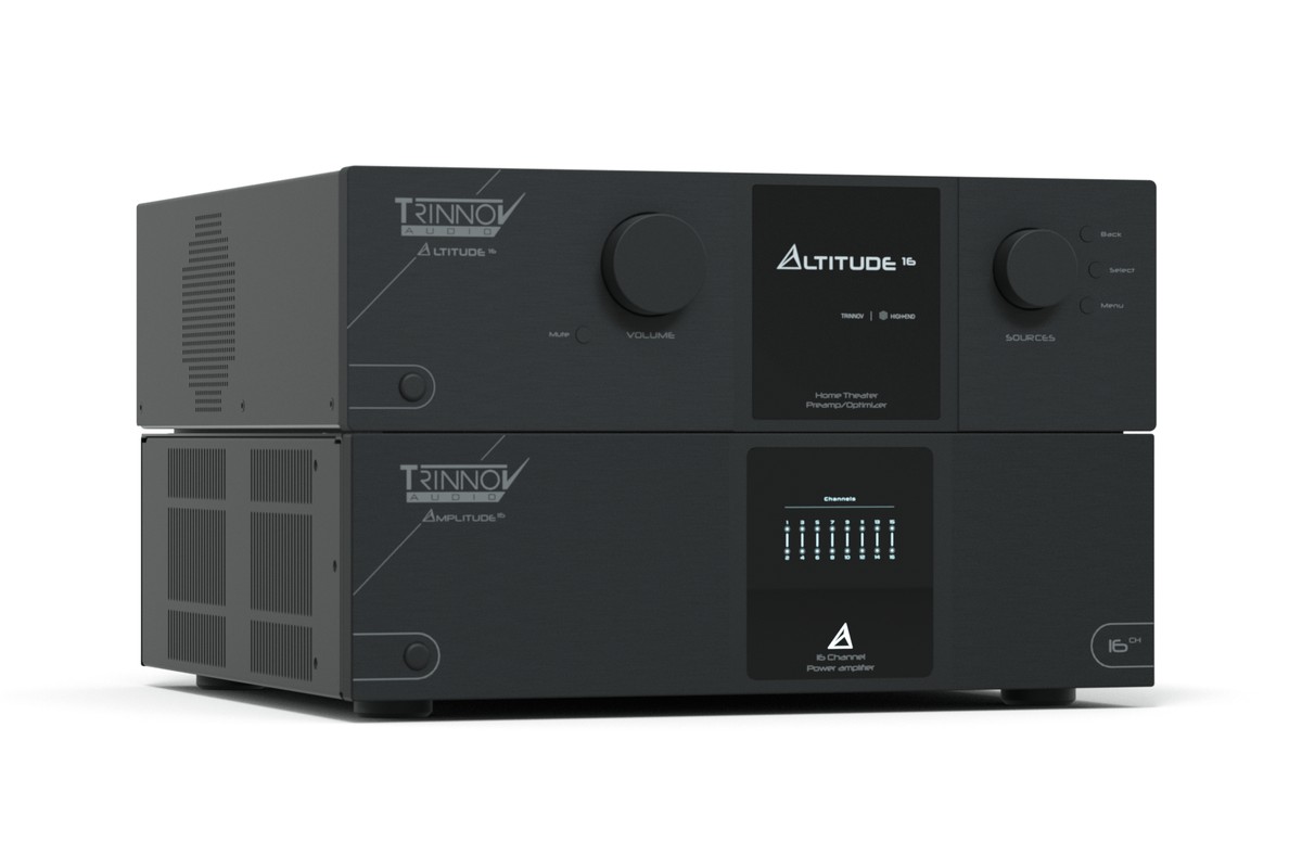 Trinnov-Prozessor Altitude16 auf der Endstufe Amplitude16
