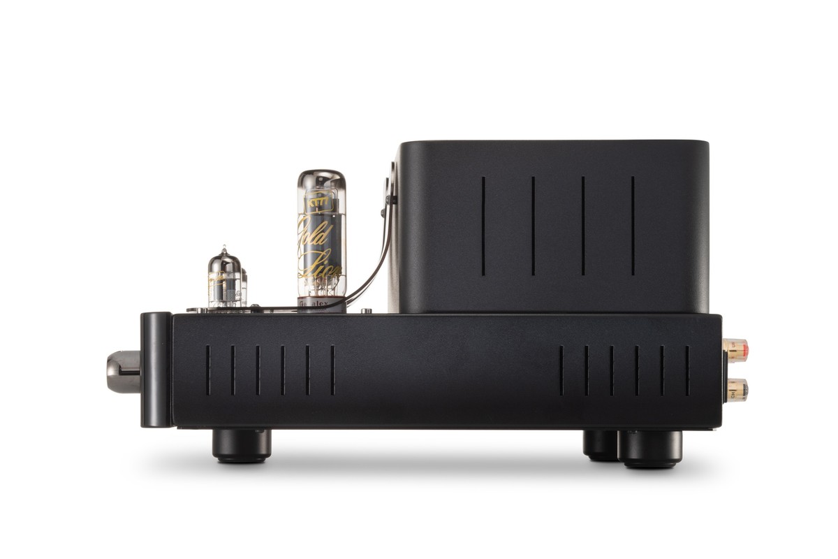 Side profile of the amplifier, KT77 and signal valve beside the cover