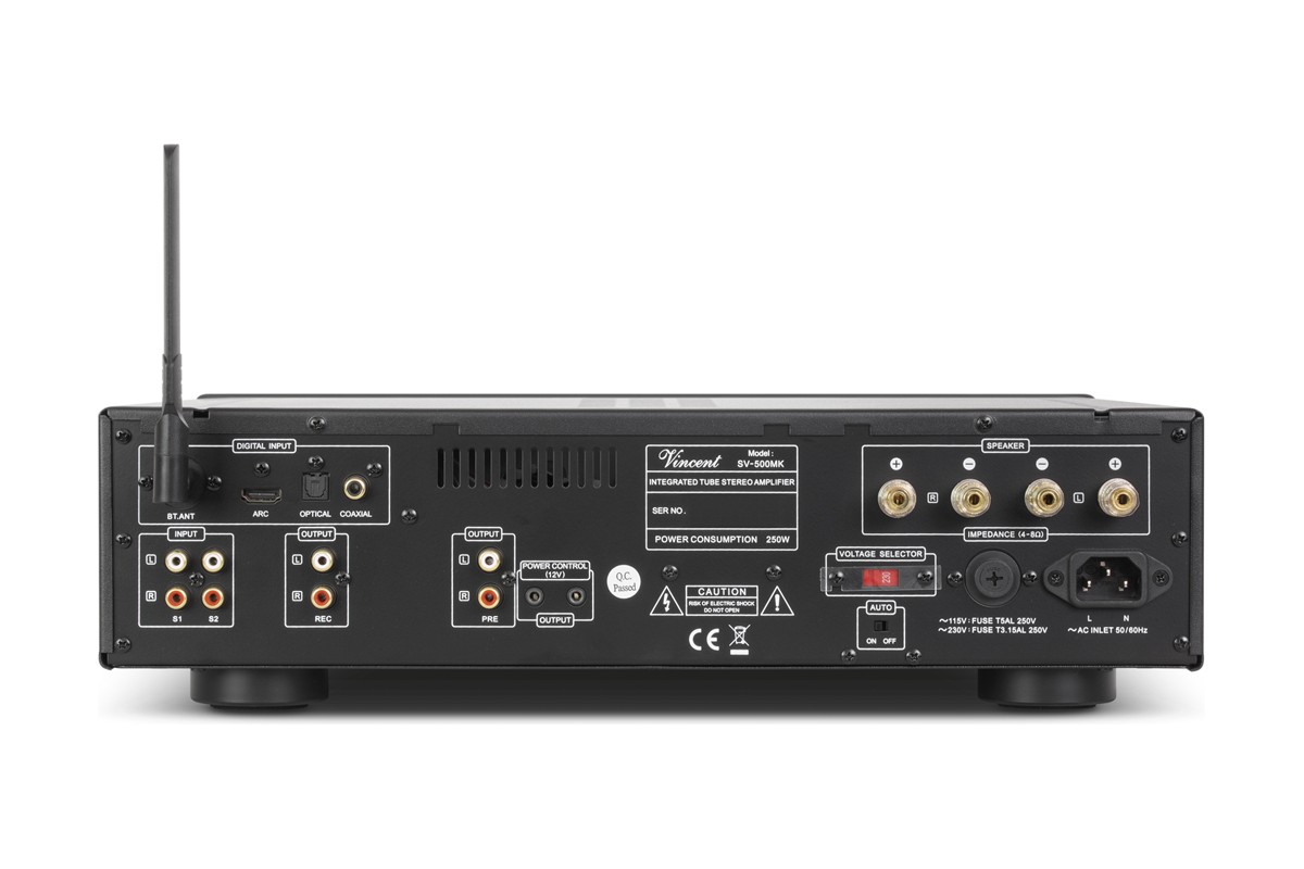 Rear panel with RCA, optical, coaxial and HDMI connectors