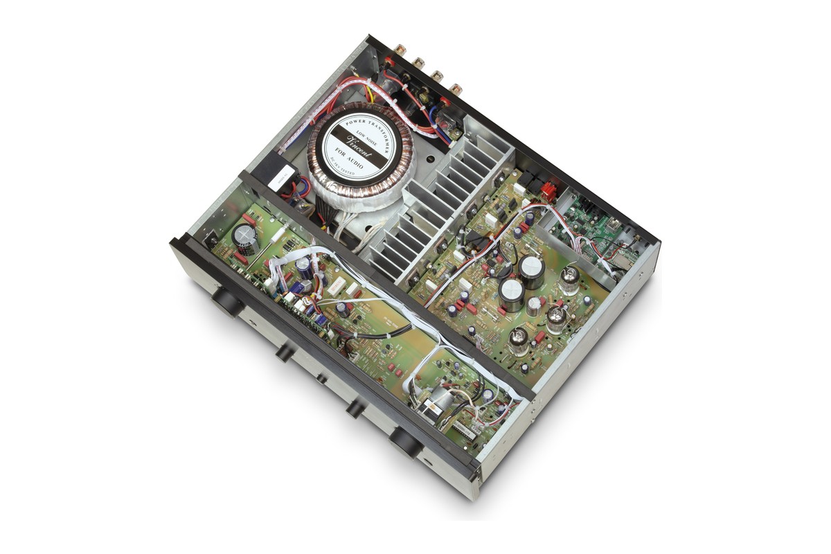 Interior view of the chassis, transformer and circuit boards