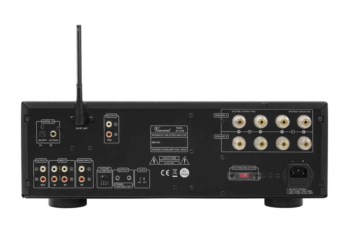 Rear panel, speaker terminals and digital connectors