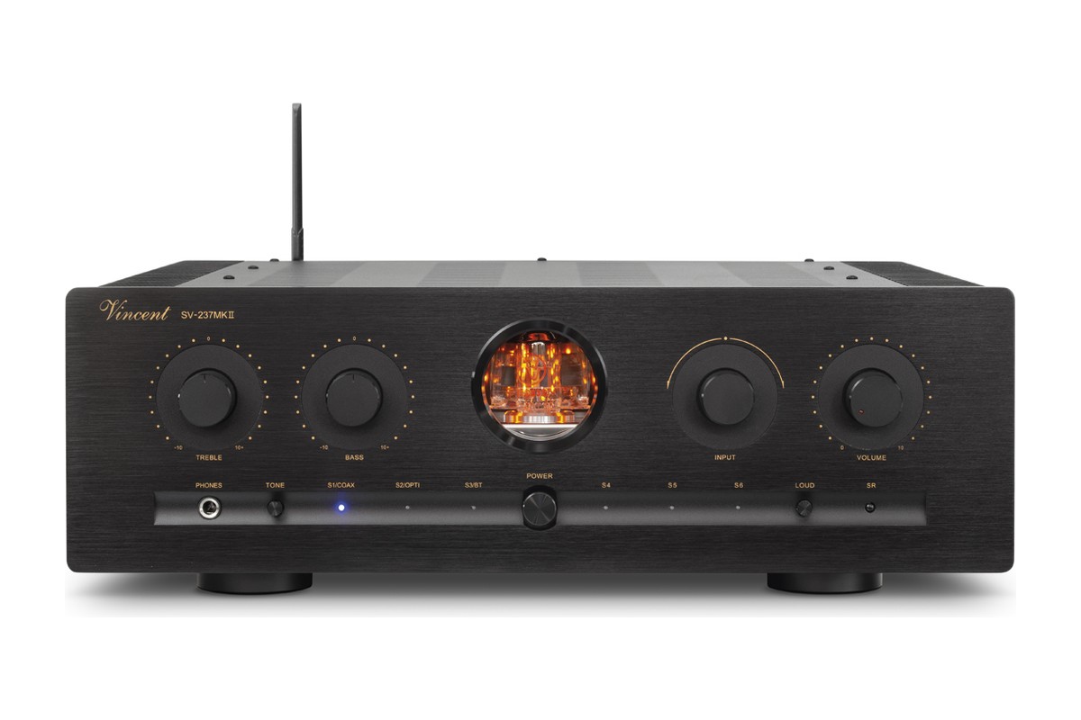 Black front panel, volume control and rotary selector