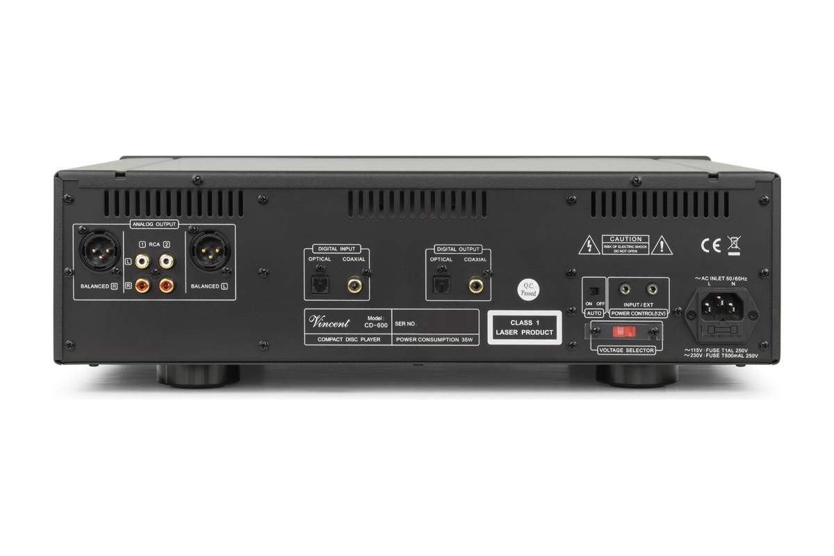 Rear panel with XLR, RCA and digital connectors