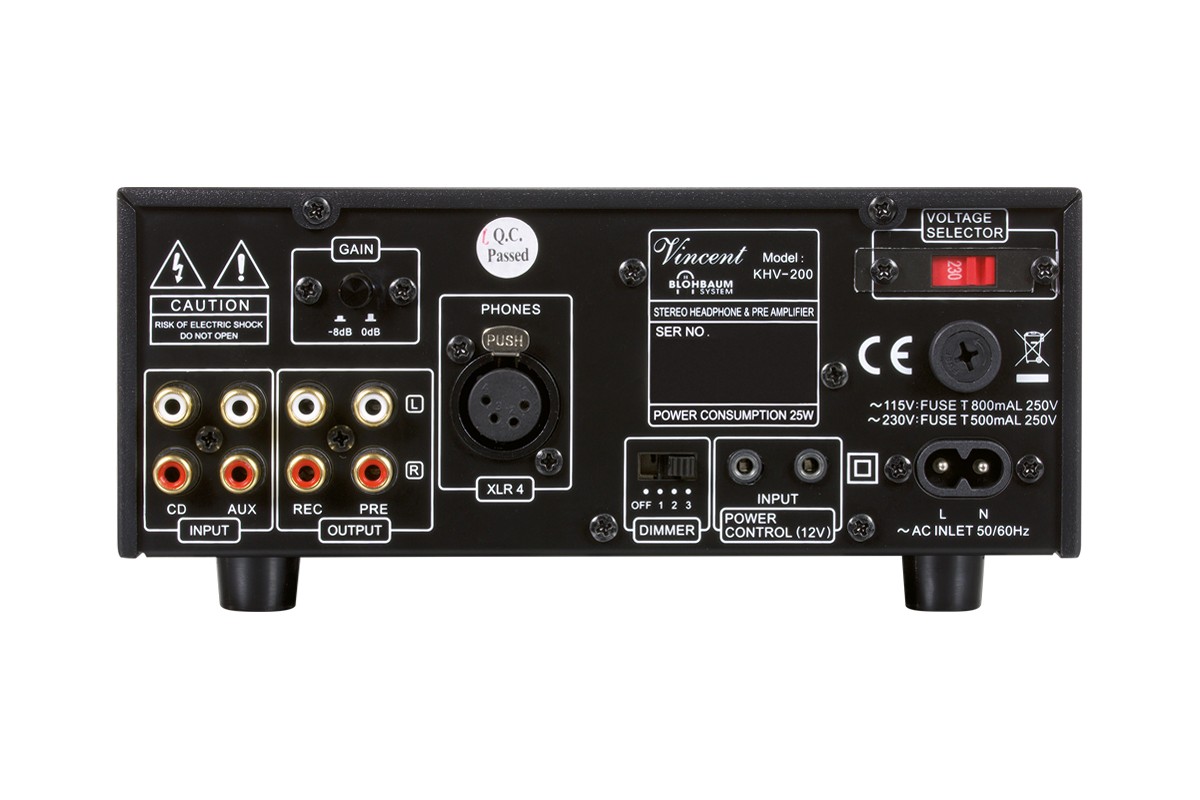 Rear face with its RCA inputs and outputs