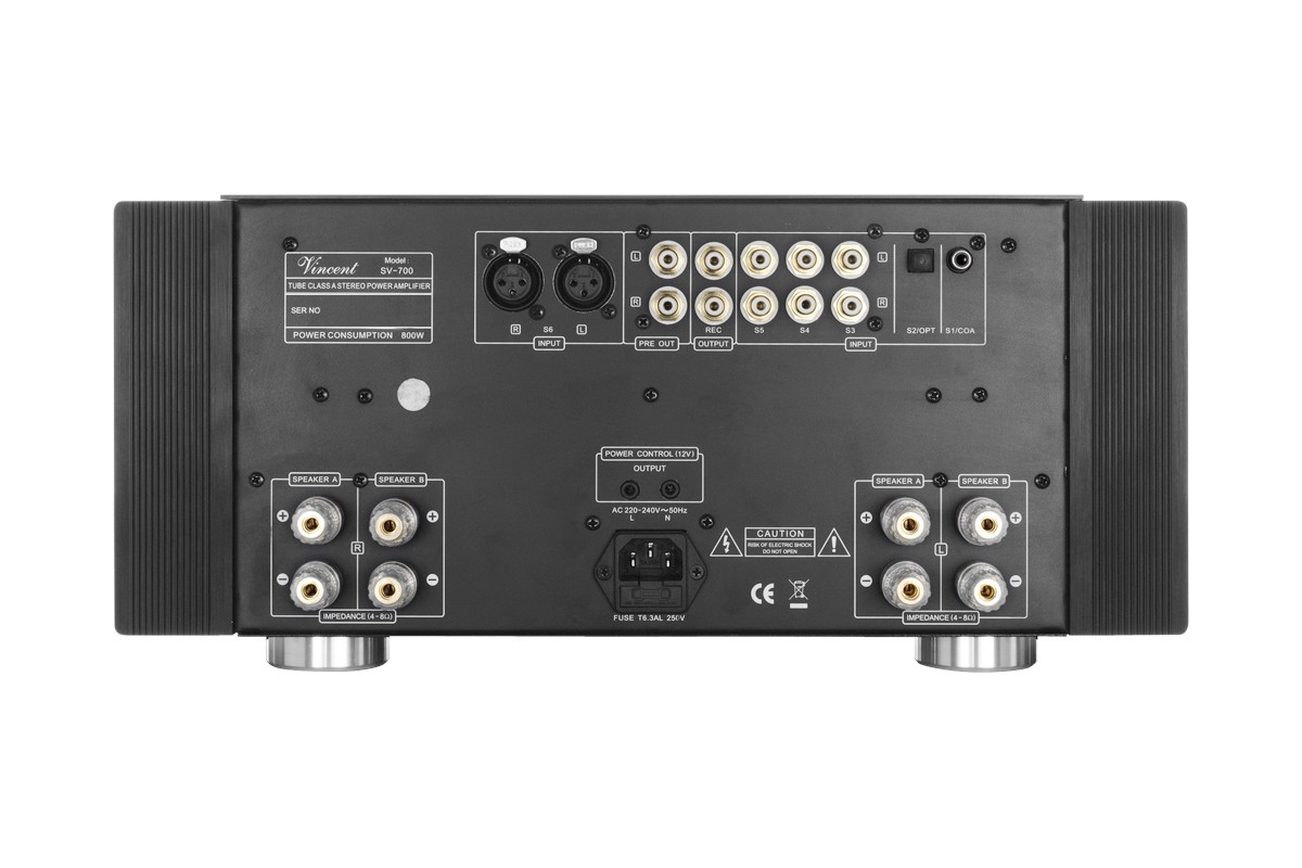 Vollständige Rückseite mit Cinch-, XLR- und Digitaleingängen