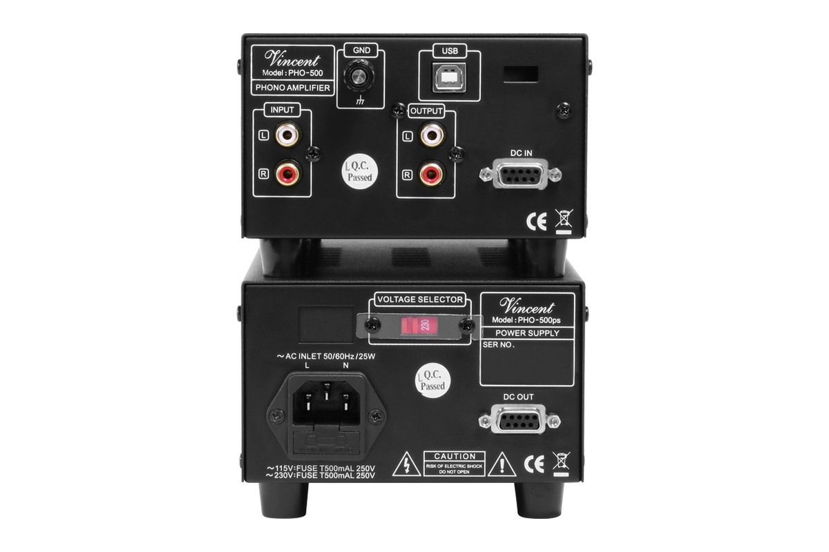 Rear panel of both boxes, RCA and USB sockets