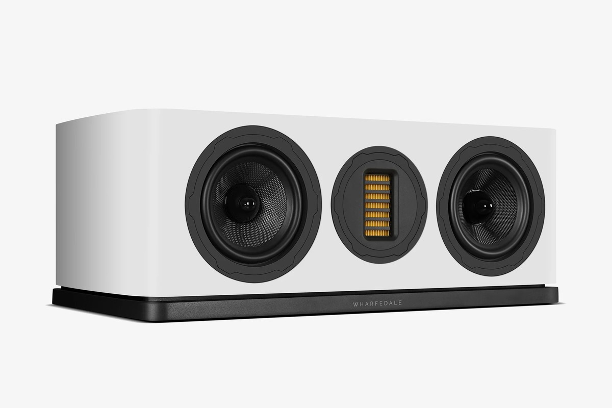 White centre speaker seen at three-quarter angle