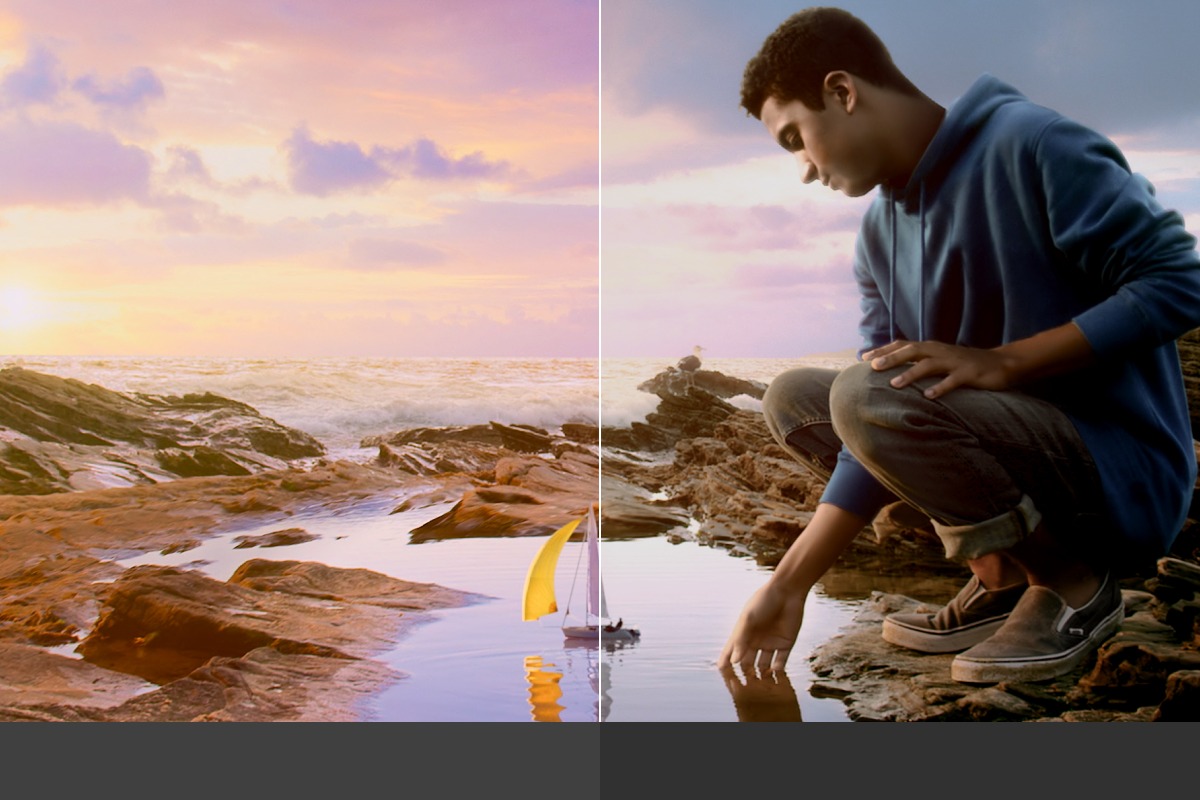 XGIMI HORIZON Ultra projecting a coastal scene in Dolby Vision