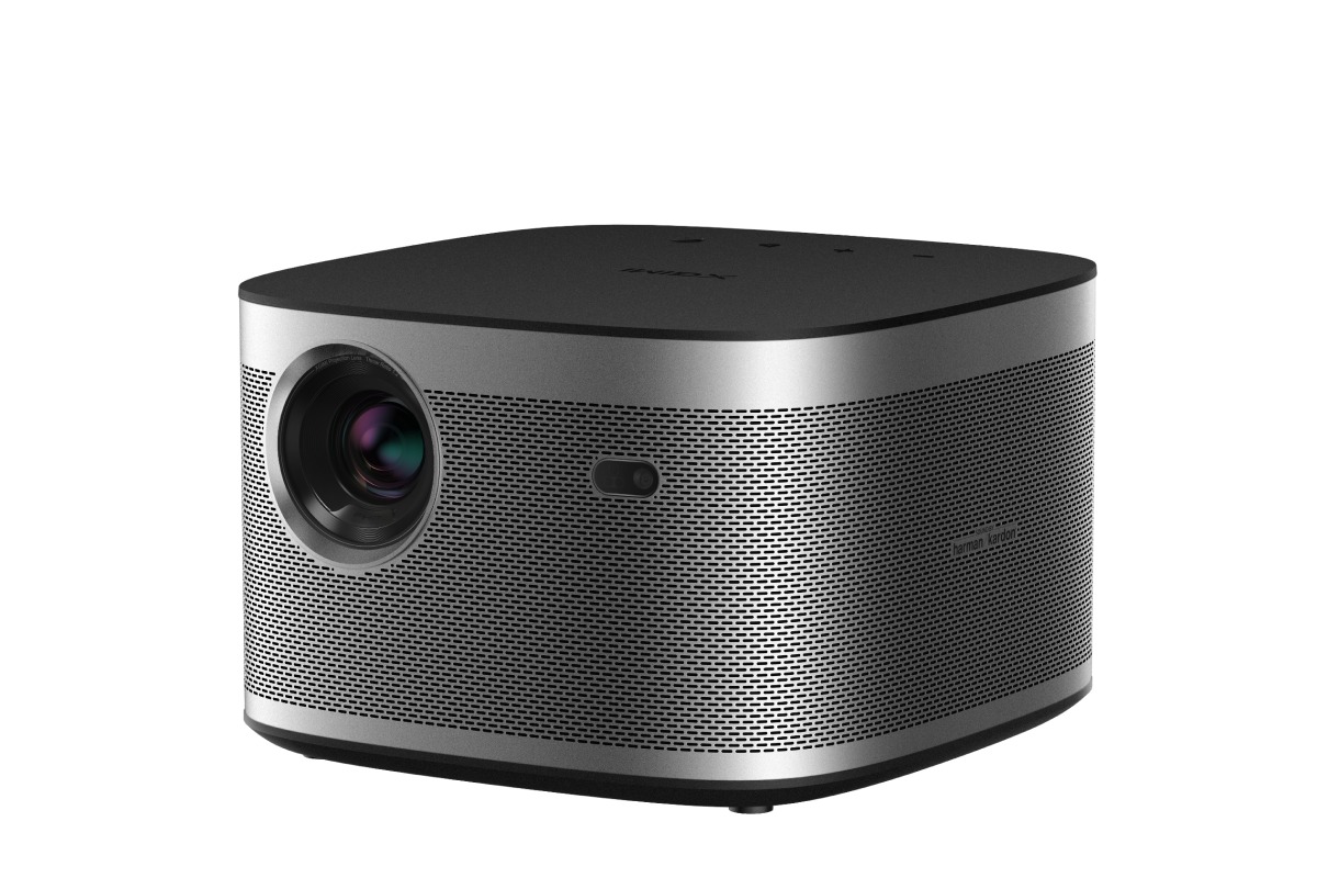 XGIMI HORIZON three-quarter view, silver and black chassis