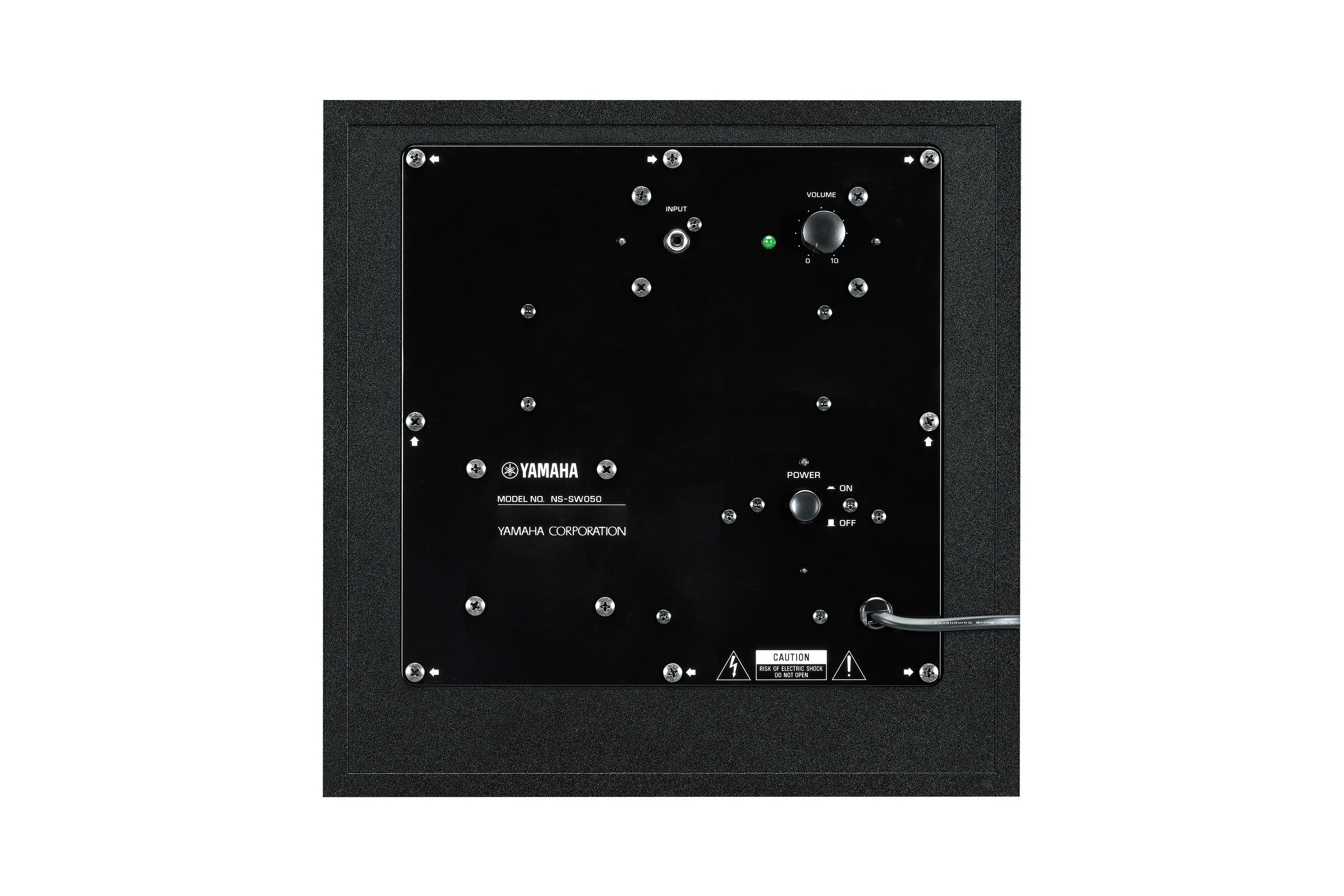 Black rear panel, amplifier, controls and sockets