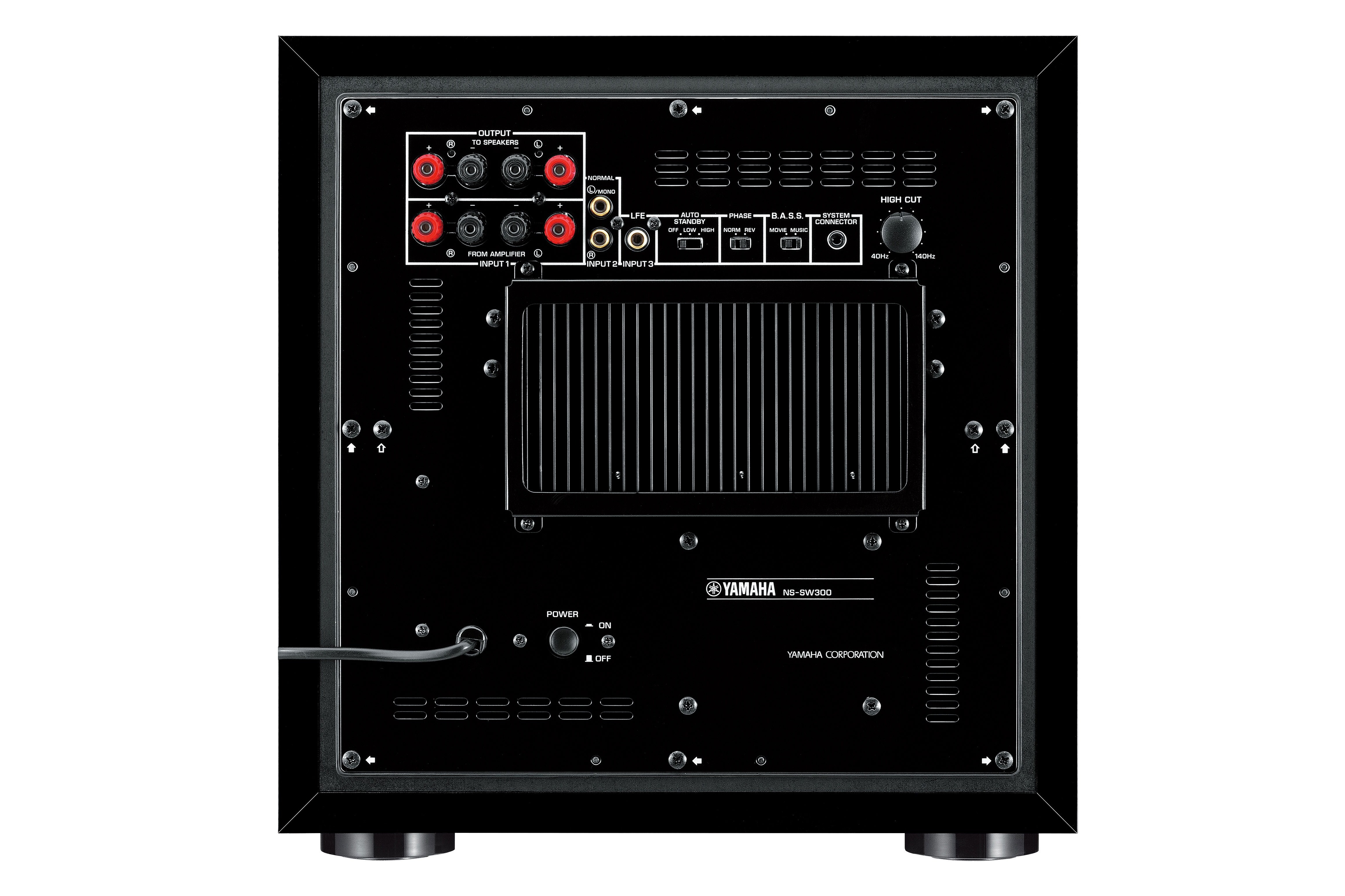 Black rear panel, amplifier, controls and sockets