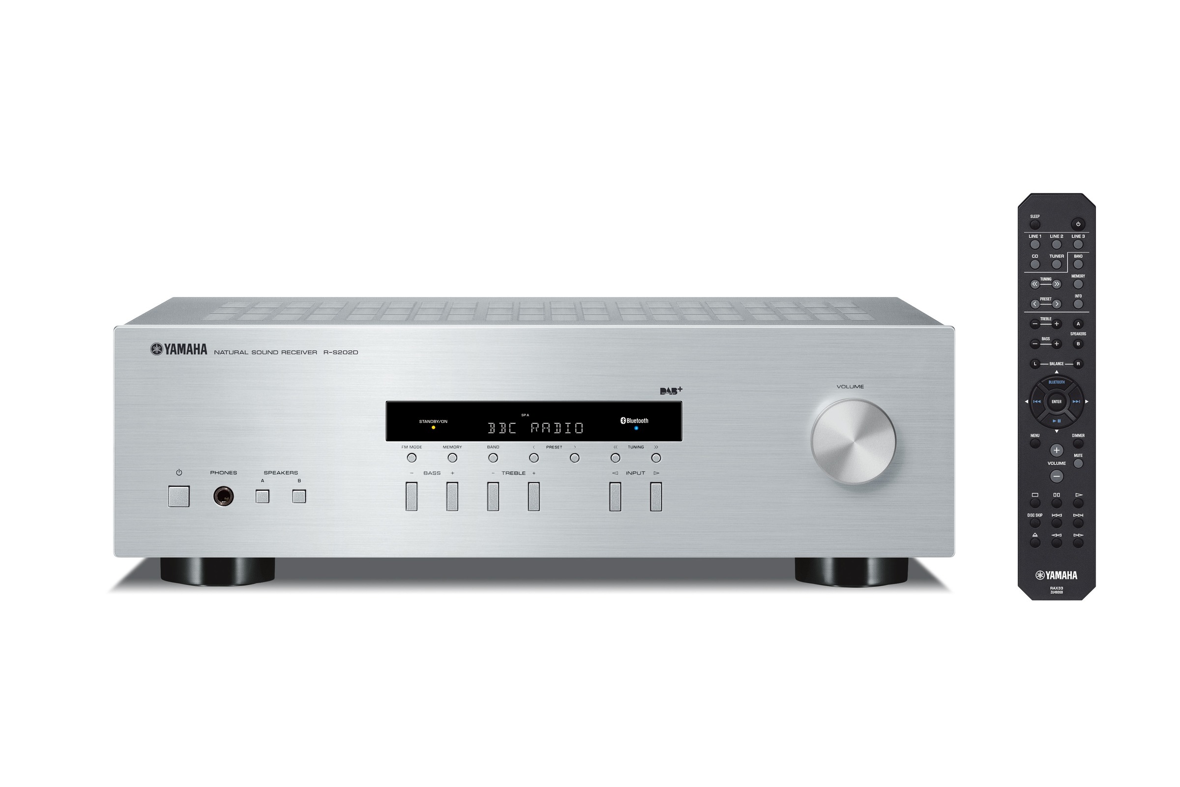 Le même ampli-tuner en finition argent, sélecteur et bouton de volume