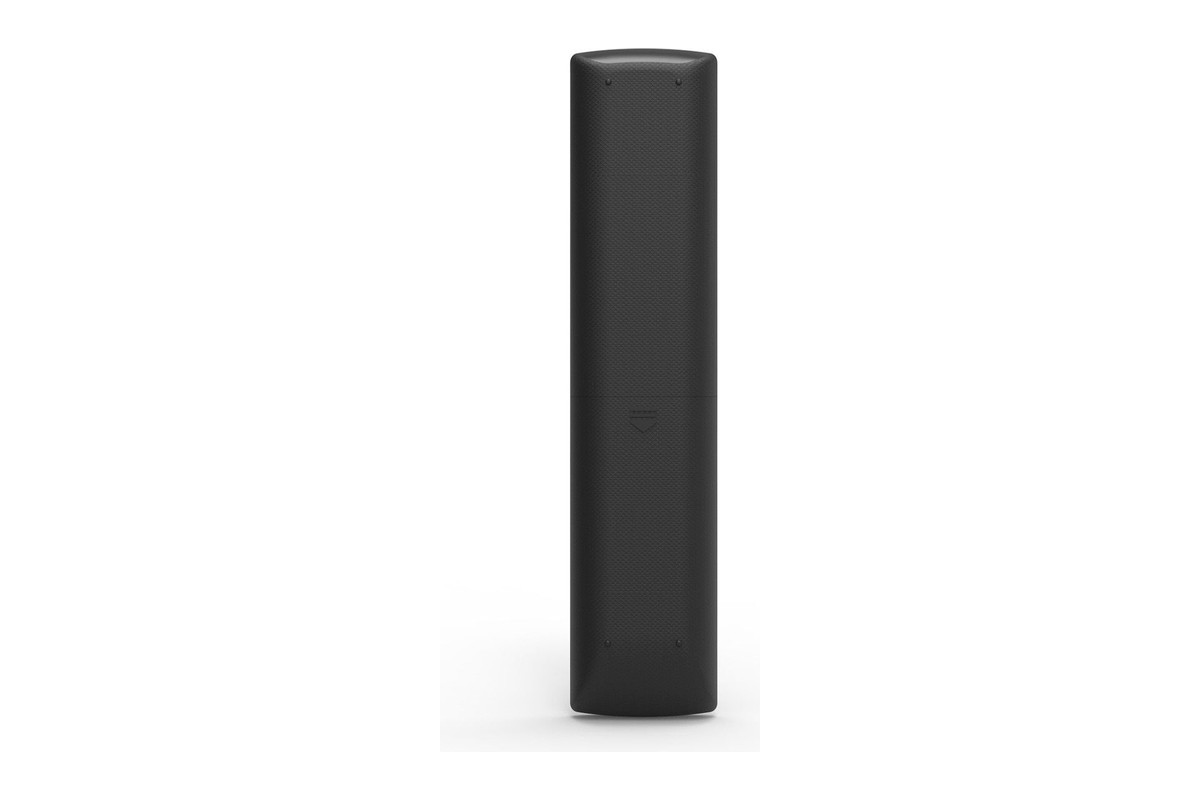 Dos noir et lisse de la télécommande sur fond blanc